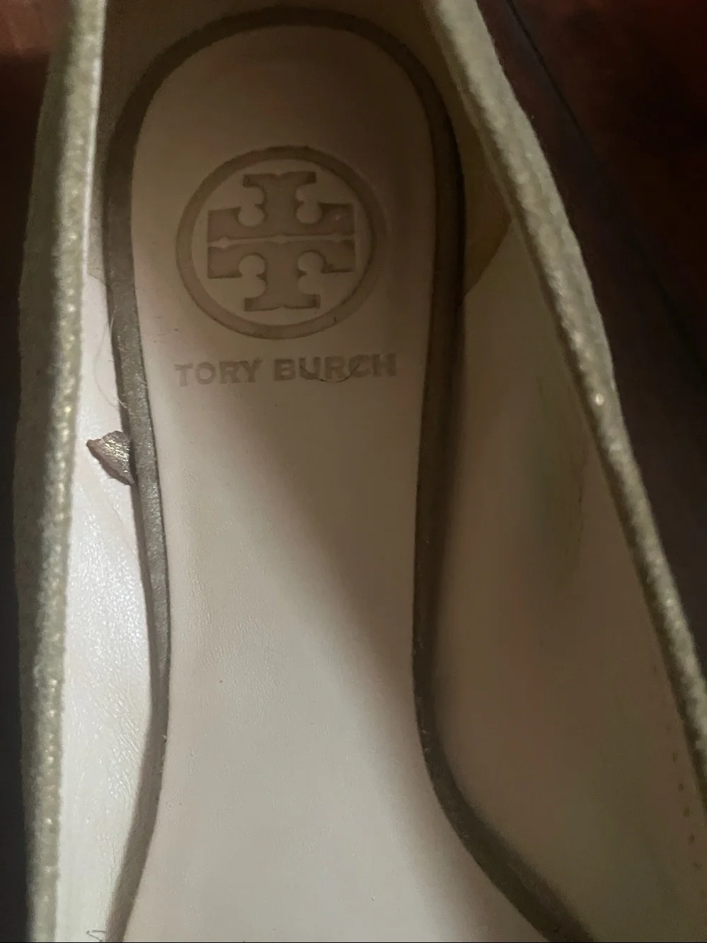 Tory Burch Metallic Gold Logo Ballet Flats